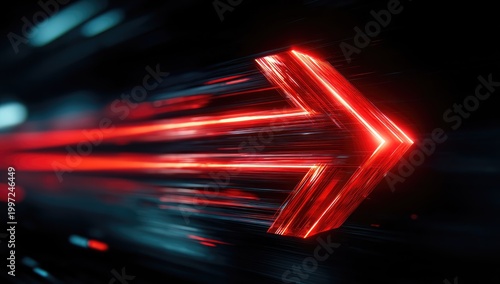 Abstract Red Arrow Speed Motion Blur Background.