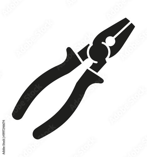 pliers icon isolated on white background, builder construction and repair hand tools with plastic handles, pliers vector illustration for industrial equipment and toolkit design.