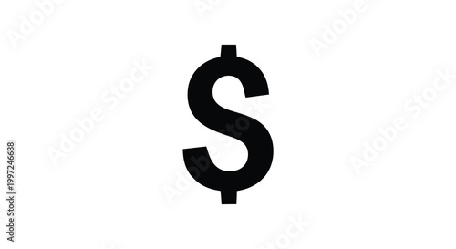 A stark black silhouette of a united states dollar sign financial symbol silhouette