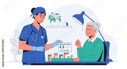 Doctor Consults Elderly Patient About Kidney Health and Medication