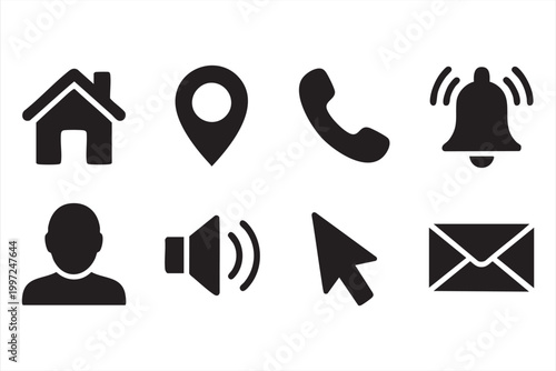App interface symbols for navigation communication and alerts