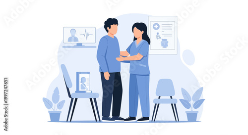 Doctor examining patient in clinic, medical check-up, healthcare concept