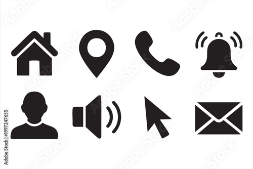 Minimal UI icons for home user audio email and cursor