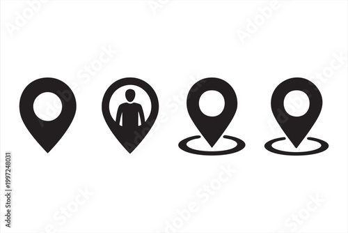 Map marker symbol set for geolocation address and navigation apps