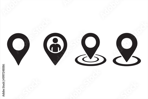 Location pin icons for map marker navigation and GPS tracking