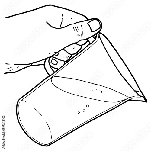hand pouring water pitcher illustration hand drawn outline vector