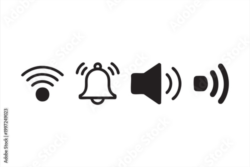 Minimal sound icons for speaker bell and signal interface design