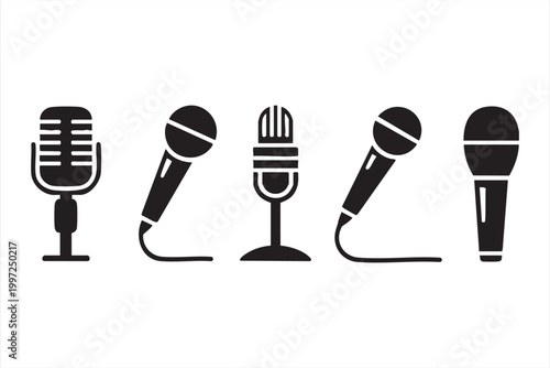 Studio and handheld mic symbols for music and sound design