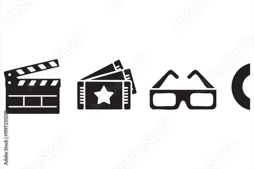 Minimal film icons for video entertainment and theater experience