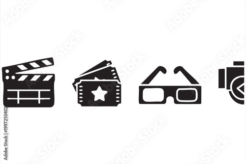 Film entertainment icon set for theater and video production