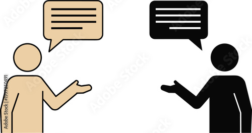 Conversation People Icon Set with Speech Bubbles in Flat Style Vector Illustration for Communication, Dialogue, Discussion, and Social Interaction Design
