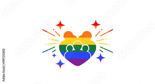 LGBTQ Pride Heart Symbol Icon.