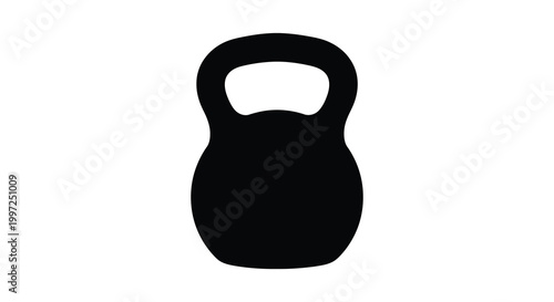A stark black silhouette of a kettlebell representing fitness and strength training silhouette