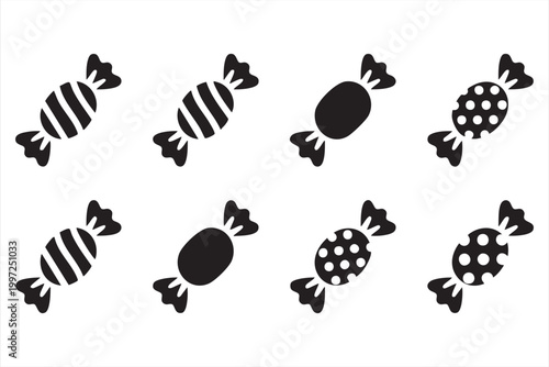 Chocolate and candy icons for dessert and snack illustrations