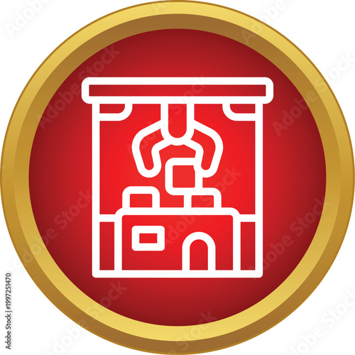 Claw machine icon retrieving a prize from inside the game