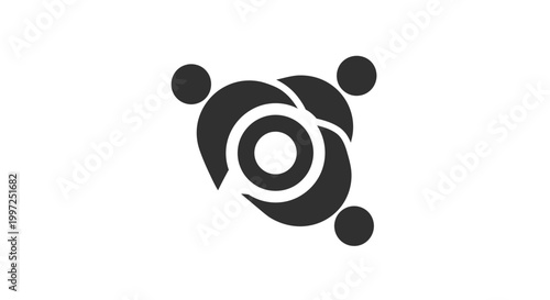 Black and white camera shutter icon.