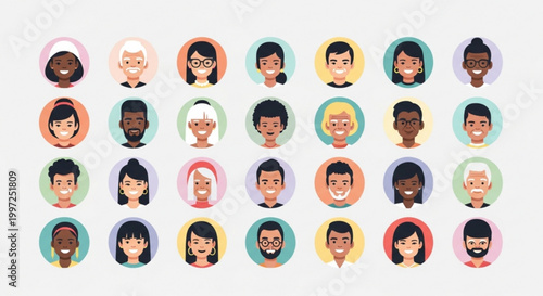 Diverse group of people with different ethnicities and ages smiling and looking directly at the camera on a white background