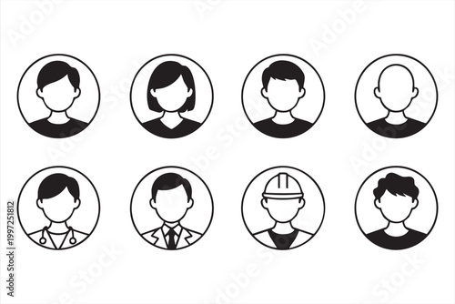 People avatar symbols for apps and user interface design
