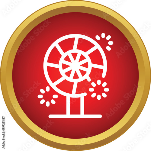 Ferris wheel representing amusement parks and fun over a red background with gold frame