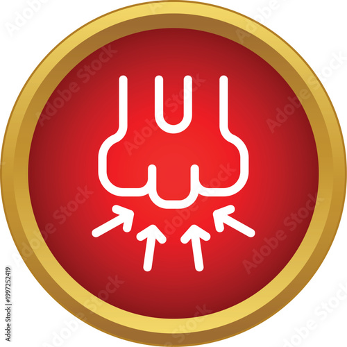 Nose icon with arrows suggesting irritation, allergy, or a strong scent