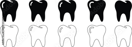 Tooth icon. Dental clinic logo. Human teeth vector illustration. Blue dentistry logotype. Oral hygiene concept. Dentist sign.