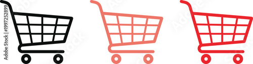 Shopping Cart Icon Set in Outline and Flat Style Vector Illustration for Ecommerce, Retail Store, Online Shopping, and Digital Commerce Design Use