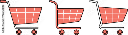Shopping Cart Icon Set in Flat and Outline Style Vector Illustration for Ecommerce, Online Store, Retail, and Digital Shopping Design Elements