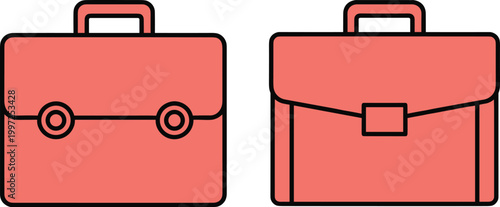 Briefcase Icon Set in Flat Style Vector Illustration for Business, Office Work, Professional Tools, Career, and Corporate Design Elements