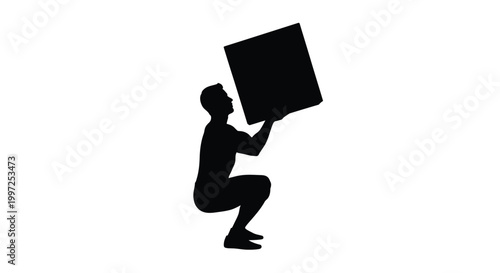 man lifting box silhouette high quality professional detailed