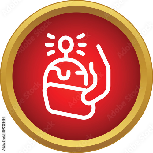 Hand holding a hazmat suit with a geiger counter icon for radiation threat