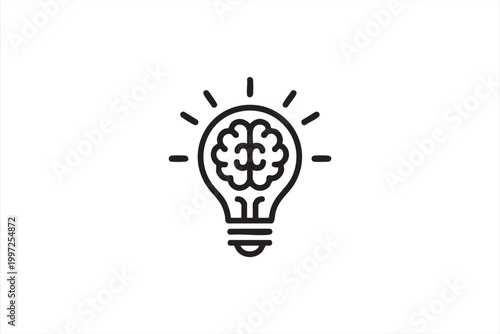 Minimal idea symbol with brain design for intelligence and strategy visuals