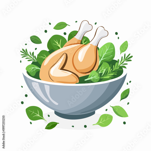 Protein-Bowl mit Hähnchen und grünem Frühlingsgemüse