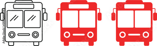 Bus Icon Set in Flat and Outline Style Vector Illustration for Public Transport, City Transit, Travel, and Urban Transportation Design Use