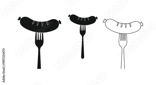 sausage on fork silhouette high quality professional detailed