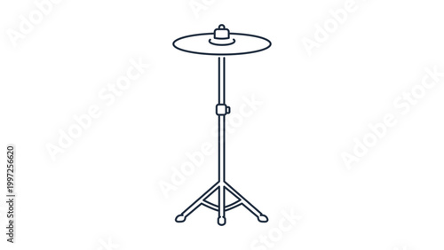 Tableau sur toile Minimalist black line vector icon of a musical cymbal on a tripod stand with an editable stroke