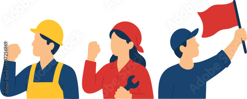 Workers Protest Demonstration Flat Vector Illustration