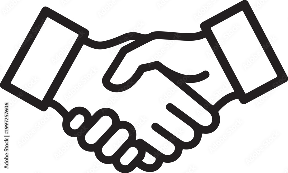 Obraz premium Handshake icon, business partnership symbol, agreement handshake, corporate handshake