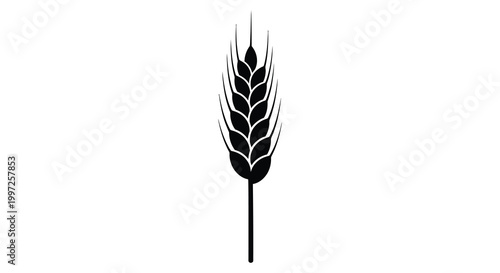 A striking black silhouette of a wheat stalk representing agriculture and harvest silhouette