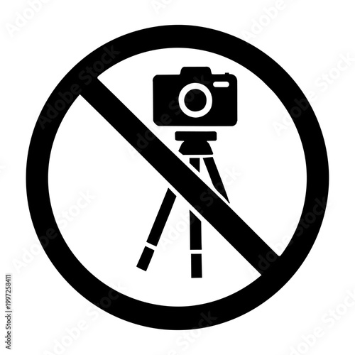 No Tripod Icon Monochrome (Tripod Prohibited / No Tripods Sign)


三脚禁止マークのモノクロアイコン（撮影機材禁止・三脚使用禁止サイン）