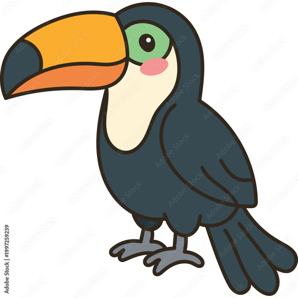 Fototapeta premium Cute Cartoon Toucan Bird Illustration