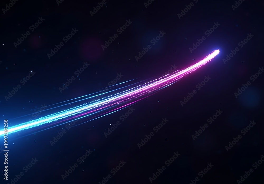 Fototapeta premium Vibrant Neon Light Trail Across Dark Sky