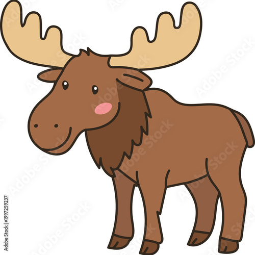 Cute Cartoon Moose Illustration