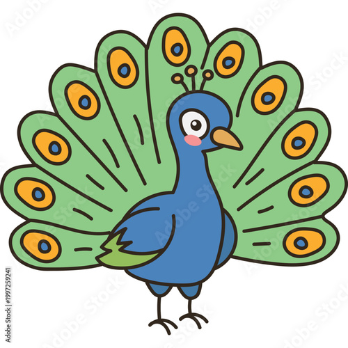 Cute Cartoon Peacock Illustration