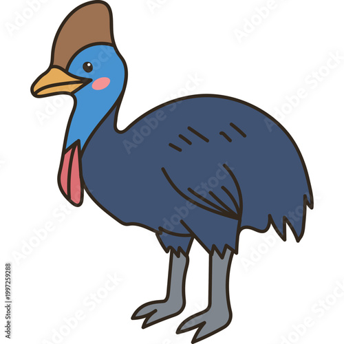 Cute Cartoon Cassowary Bird Illustration