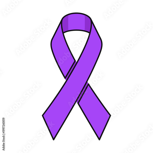 Purple awareness ribbon illustration, symbol of support and solidarity for causes.