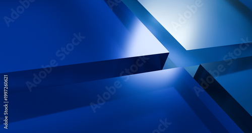 3d render abstract blue square glass background