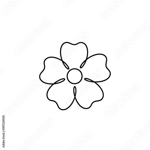 Minimalist flower line art illustration with five petals.