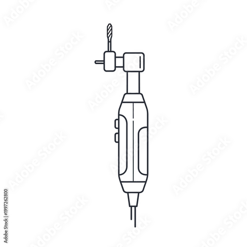 Detailed illustration of a dental drill, a tool used by dentists.