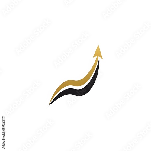 Golden Arrow Upward Trend Graph Icon.