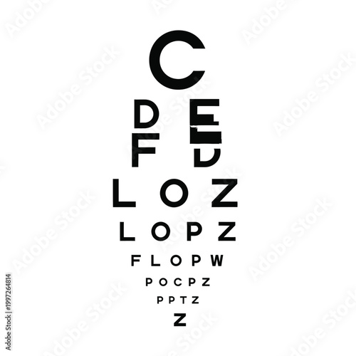 Eye chart with black letters on a white background for vision testing.